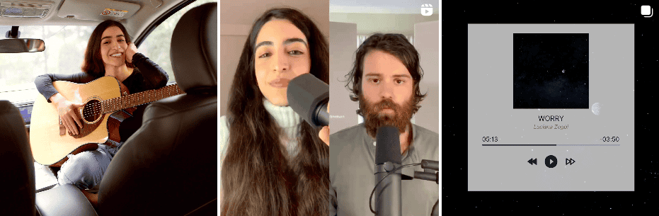 Luciana Zogbi IG posts singing and playing guitar