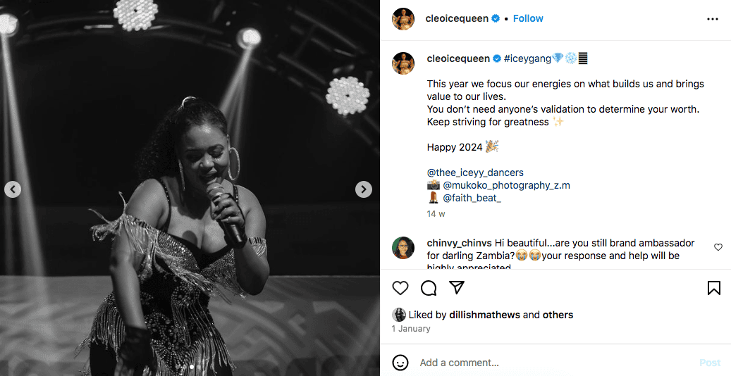 Cleo Ice Queen on Instagram | New Year post | Entertainment influencers