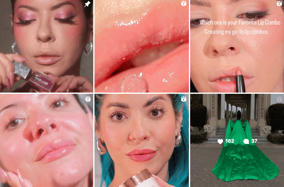 IG posts of Rosangela McCann promoting and applying lipstick products