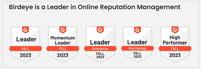BirdEye | G2 Badges | Leaders in online reputation management