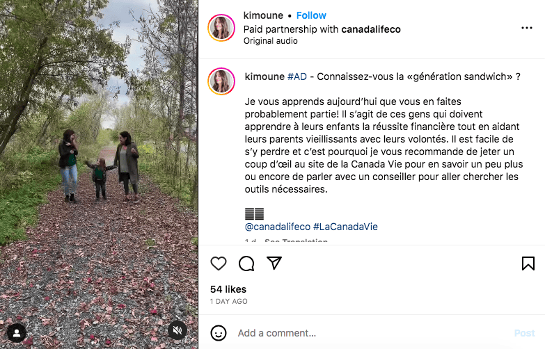 Kim Williams in the forest | Instagram post