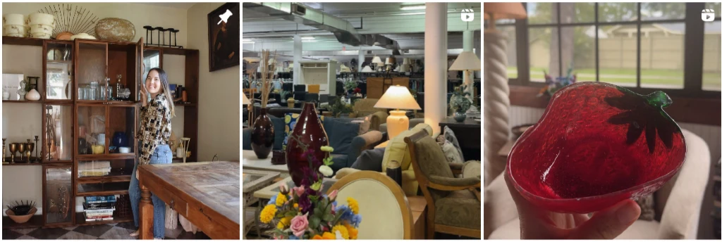 Andrea Pardine showcasing vintage furniture