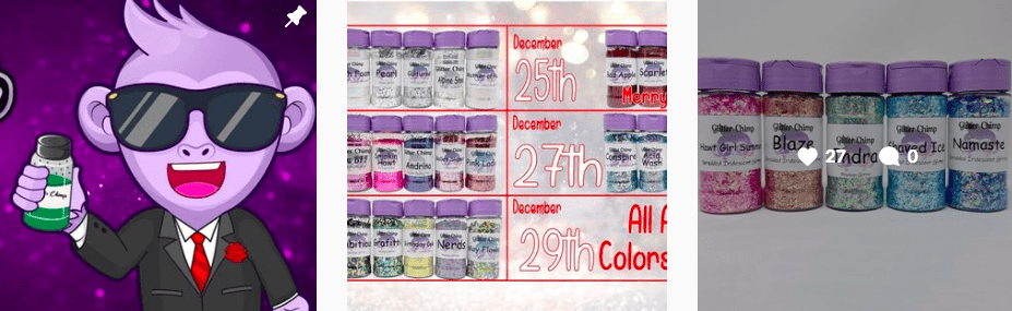 Glitter Chimp IG posts | Makeup beauty brands