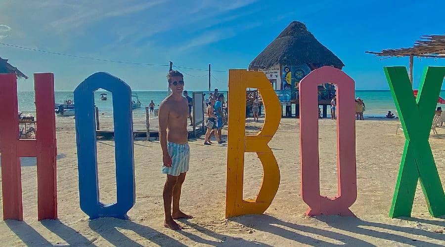 Agustin Lamoliatte chilling on beach in Mexico