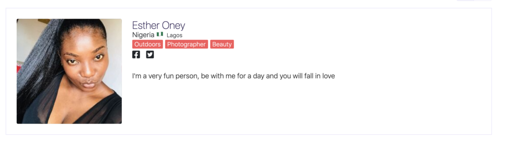 Esther Oney from Nigeria short bio