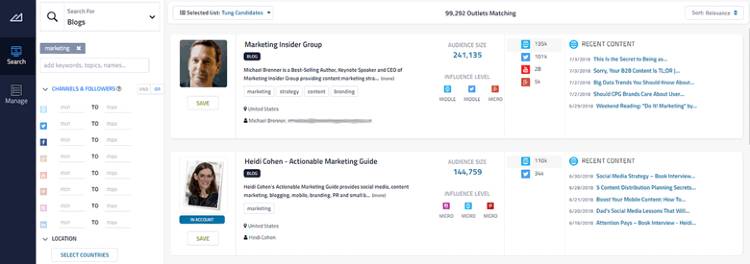 Group High | Influencer search dashboard