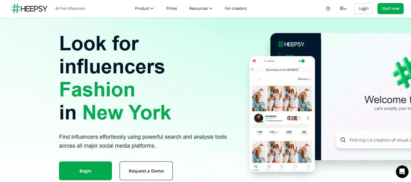 Heepsy Instagram Influencer Discovery Tool
