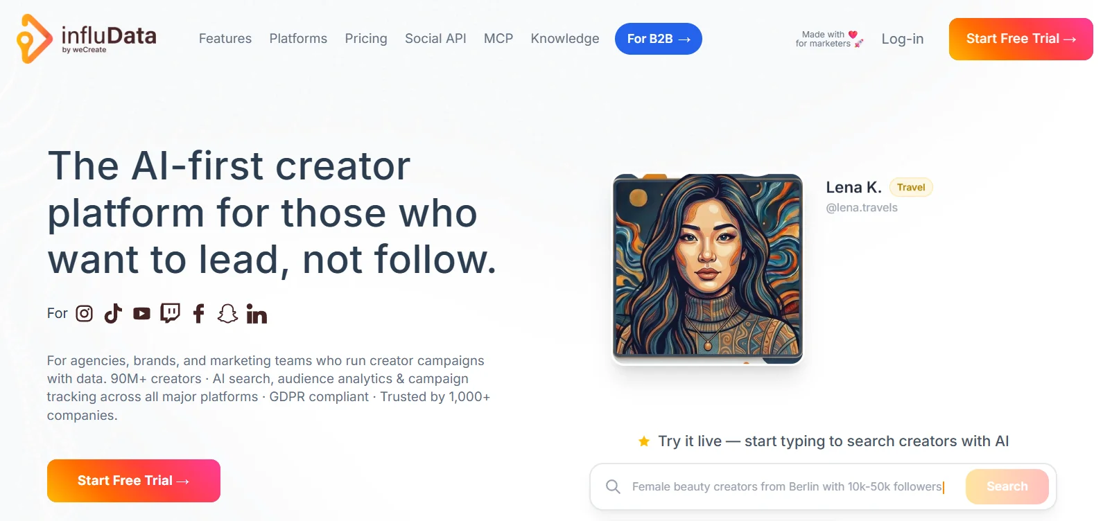 influData Social API for Influencer Marketing