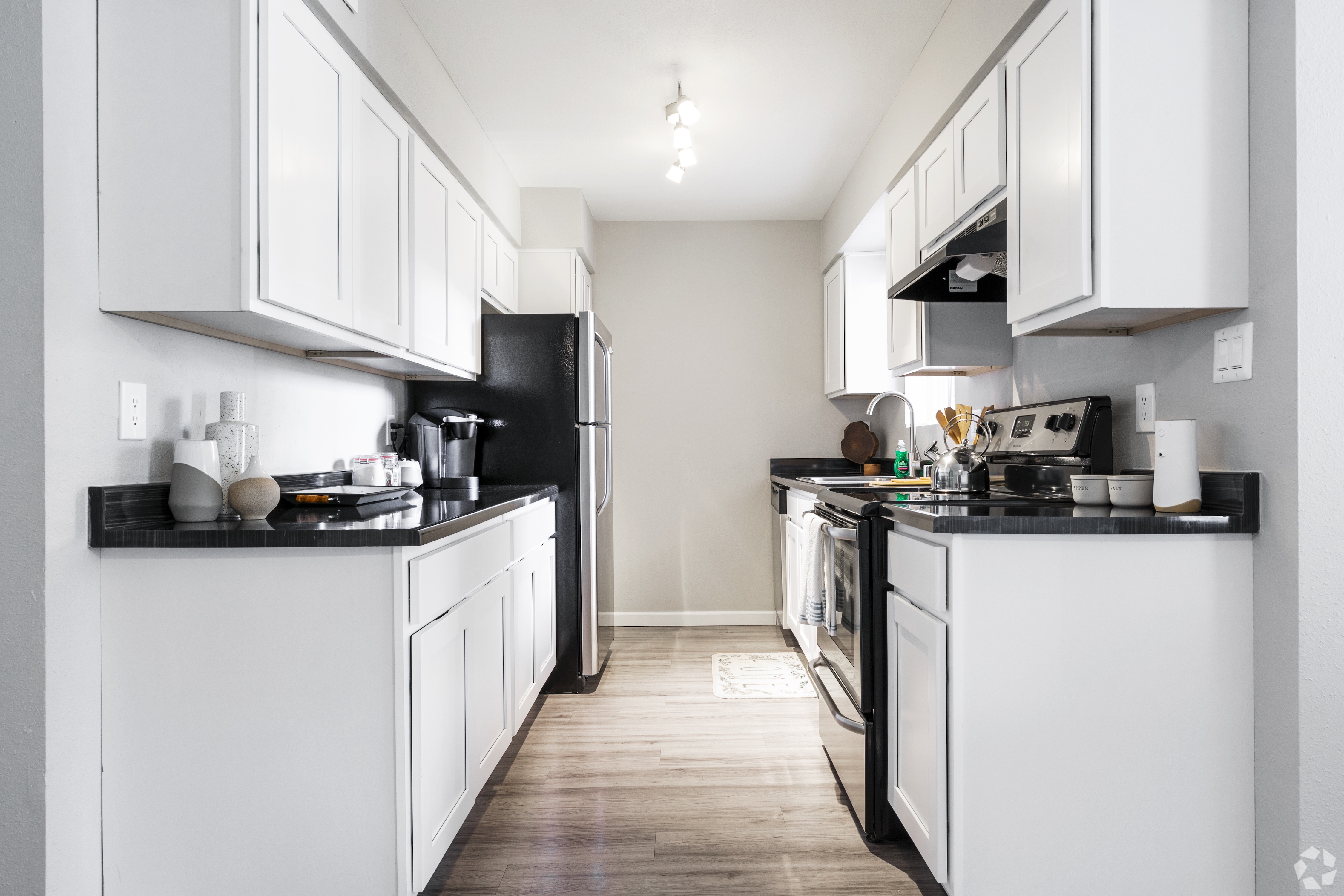 Kitchen with white cabinets