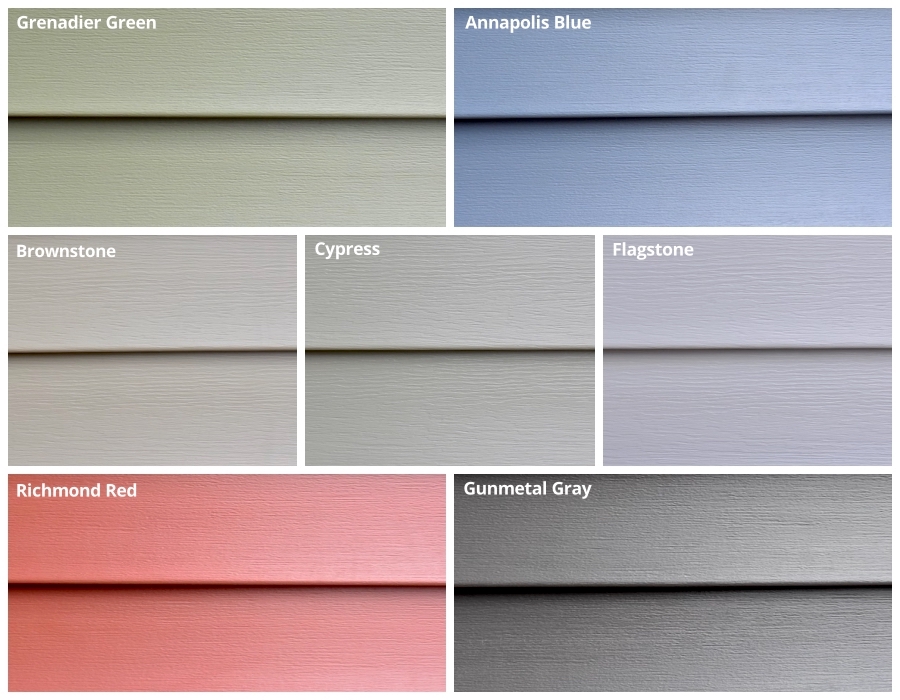 Vinyl siding color and profile swatches