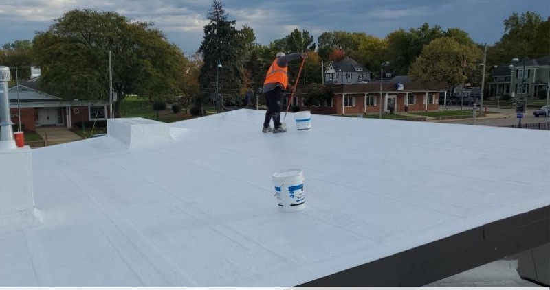 GAF PVC flat roofing installation