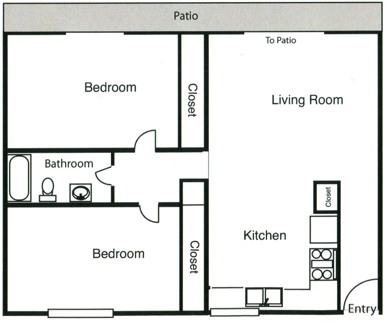 Two bedroom floor plan layout