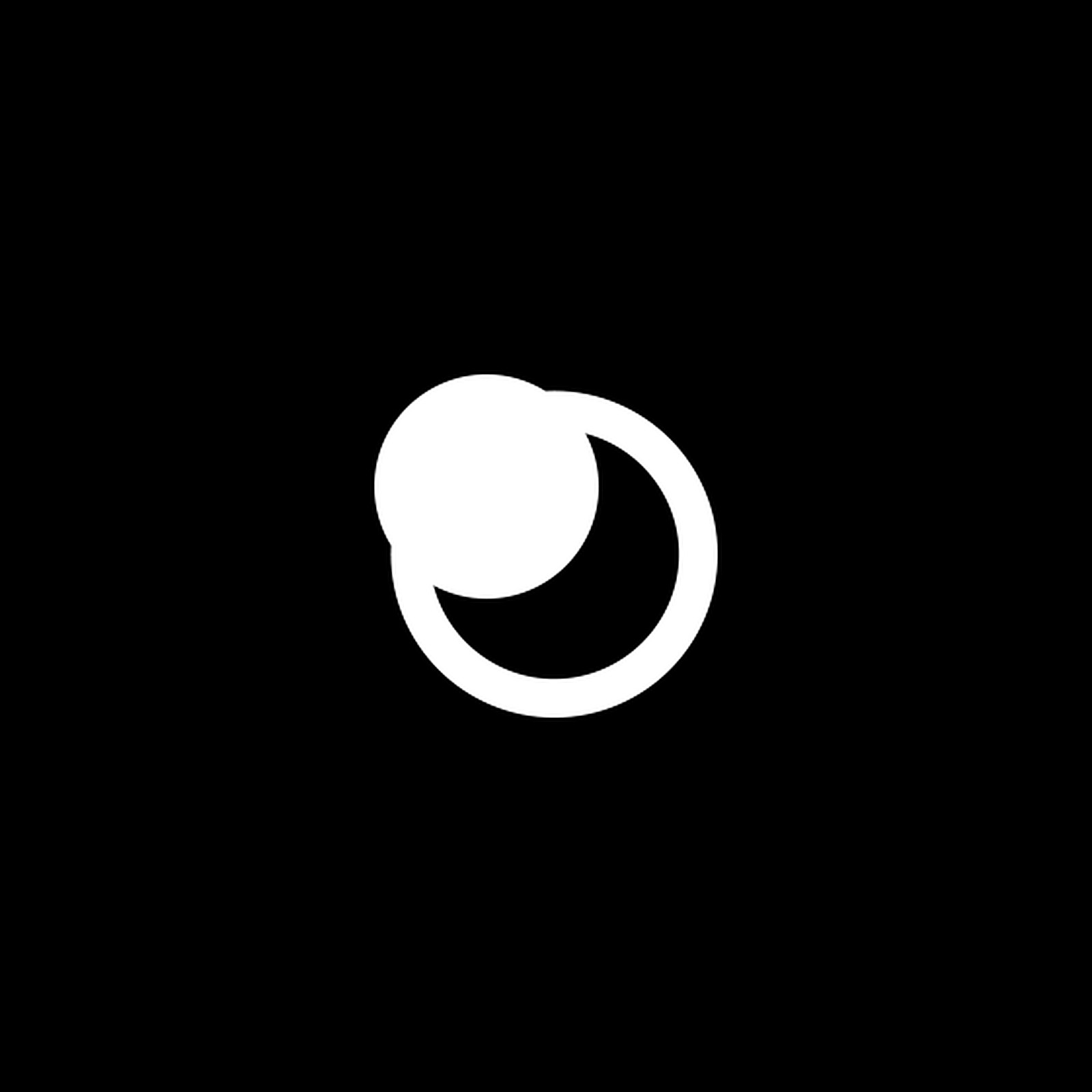 The Moonhub icon in white on black: a full moon rising over a crescent inside an orbit ring