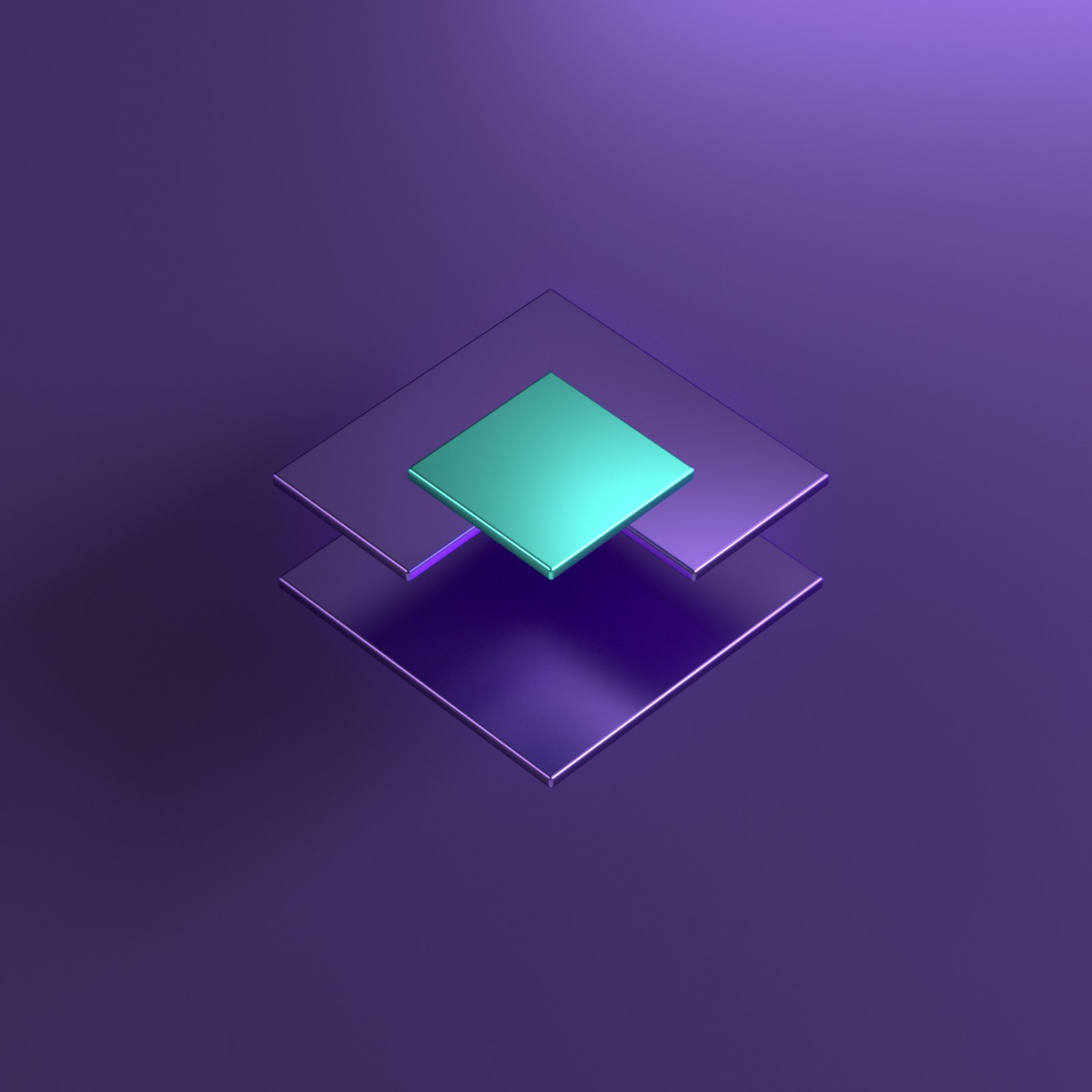 Ampliphae SaaS Discovery icon: a turquoise square lifting out of stacked purple 3D layers on violet