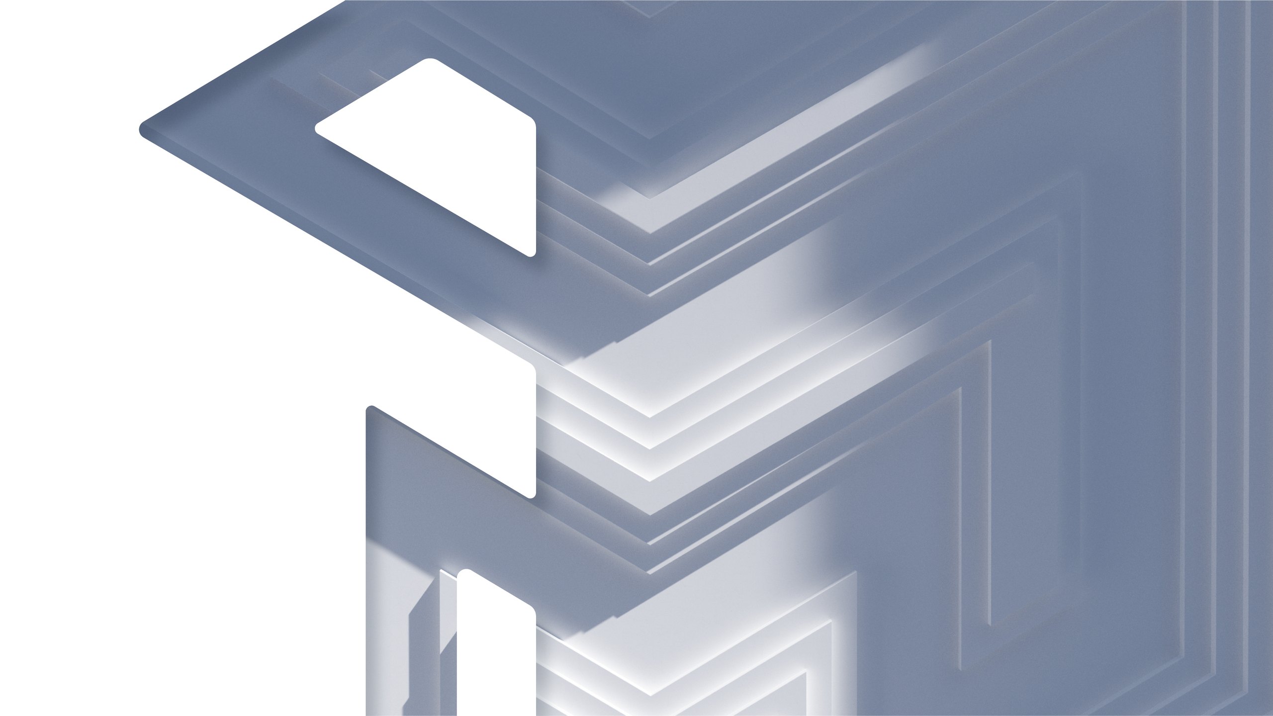 A close-up 3D render of the Mobial M symbol built from layered grey-blue maze walls