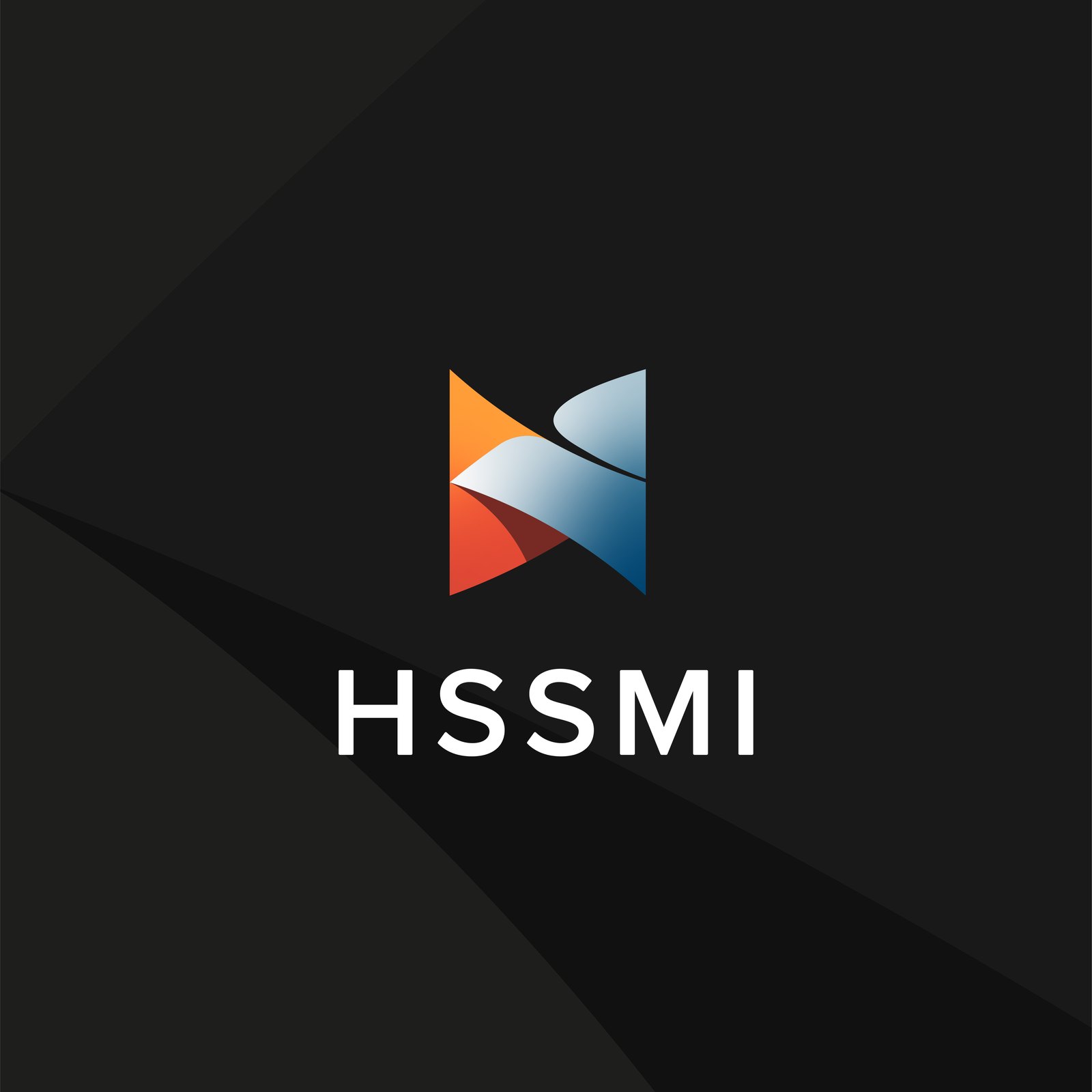 The HSSMI logo, the folded orange and blue symbol above a white wordmark, on a dark background with soft curved shapes