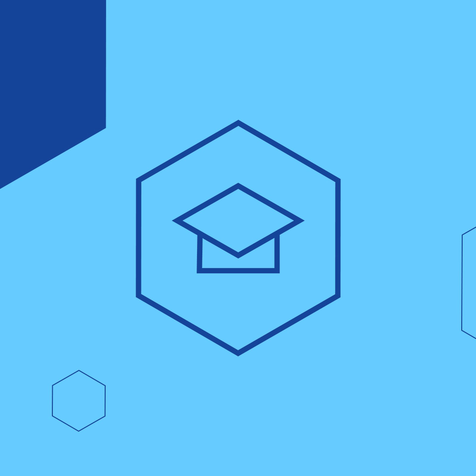Synexus Education service header: a graduation cap line icon inside a hexagon on light blue