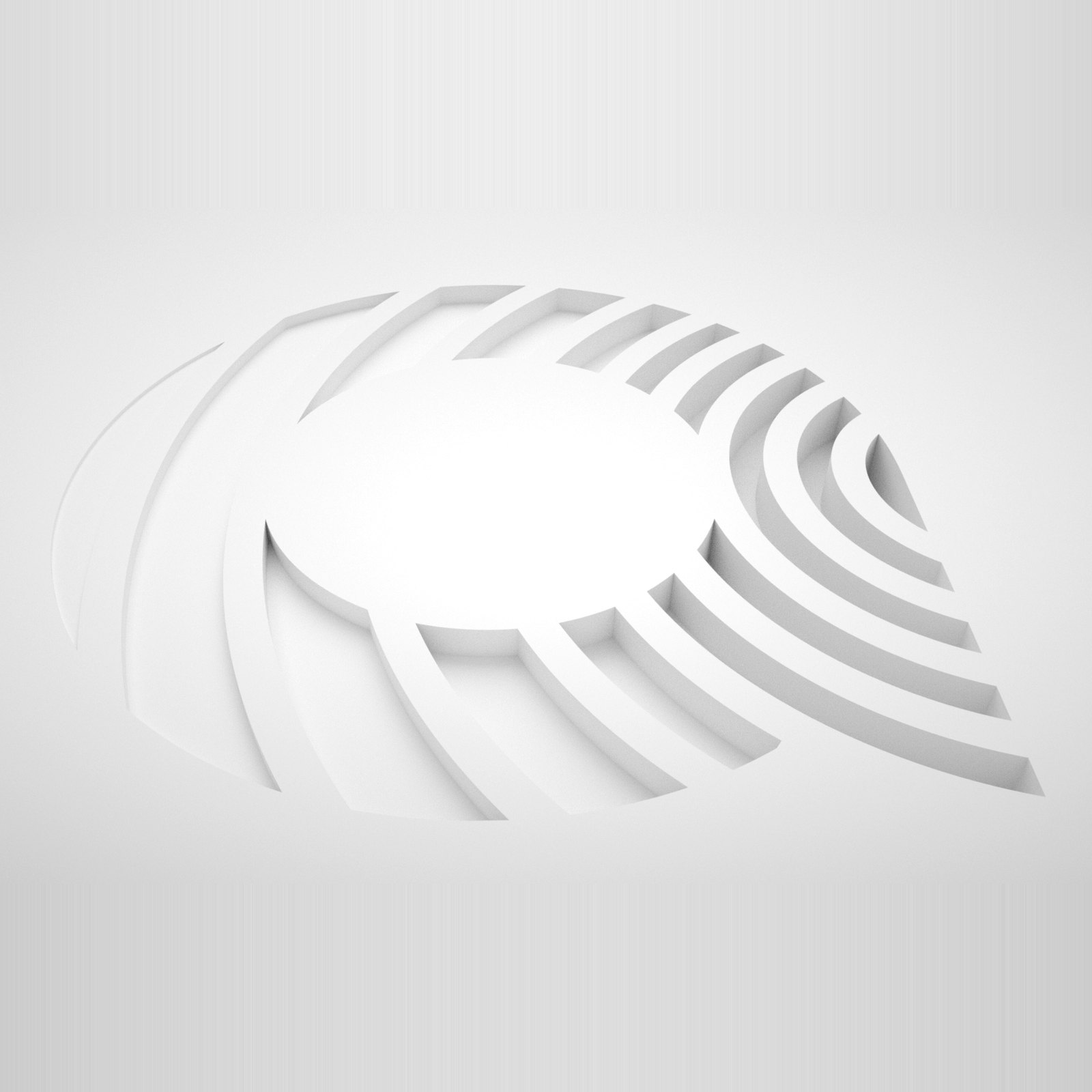 The Acoustics Academy mark as a white 3D sculpted form, sound-wave arcs curving around a central disc