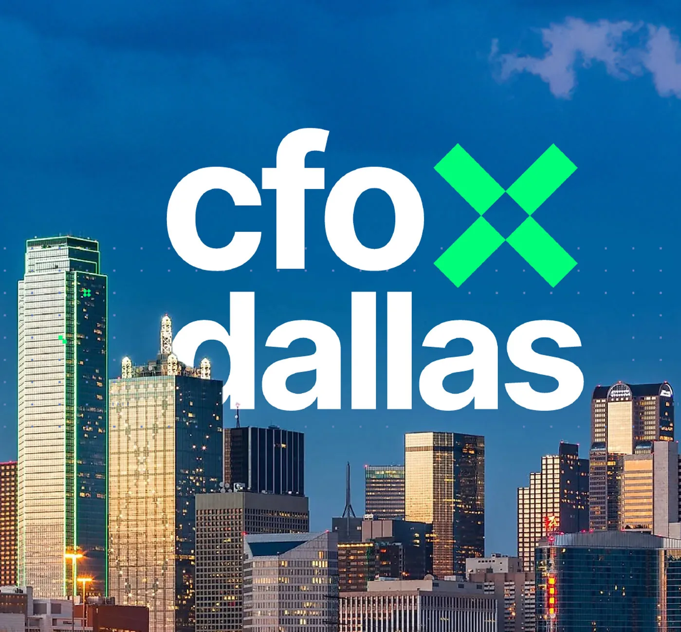 cfo X dallas in large white letters over the Dallas skyline