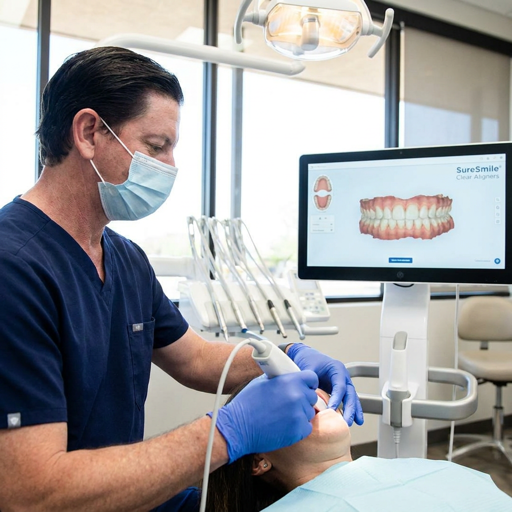 A Parkway Dental dentist uses an advanced intraoral scanner to create a precise digital 3D model for a patient in Albuquerque