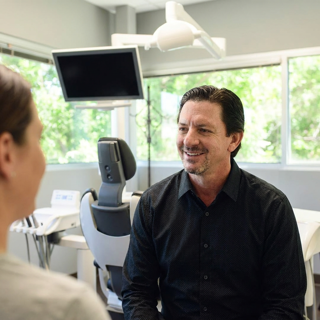 A Parkway Dental clinician discusses a smile makeover with a patient during a consultation in Albuquerque, NM.