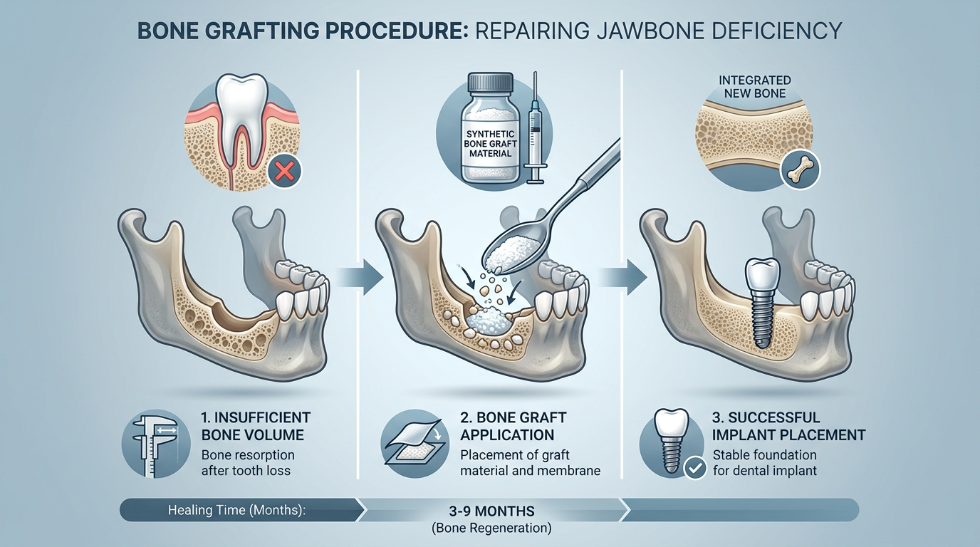 A diagram illustrating the process of bone grafting.