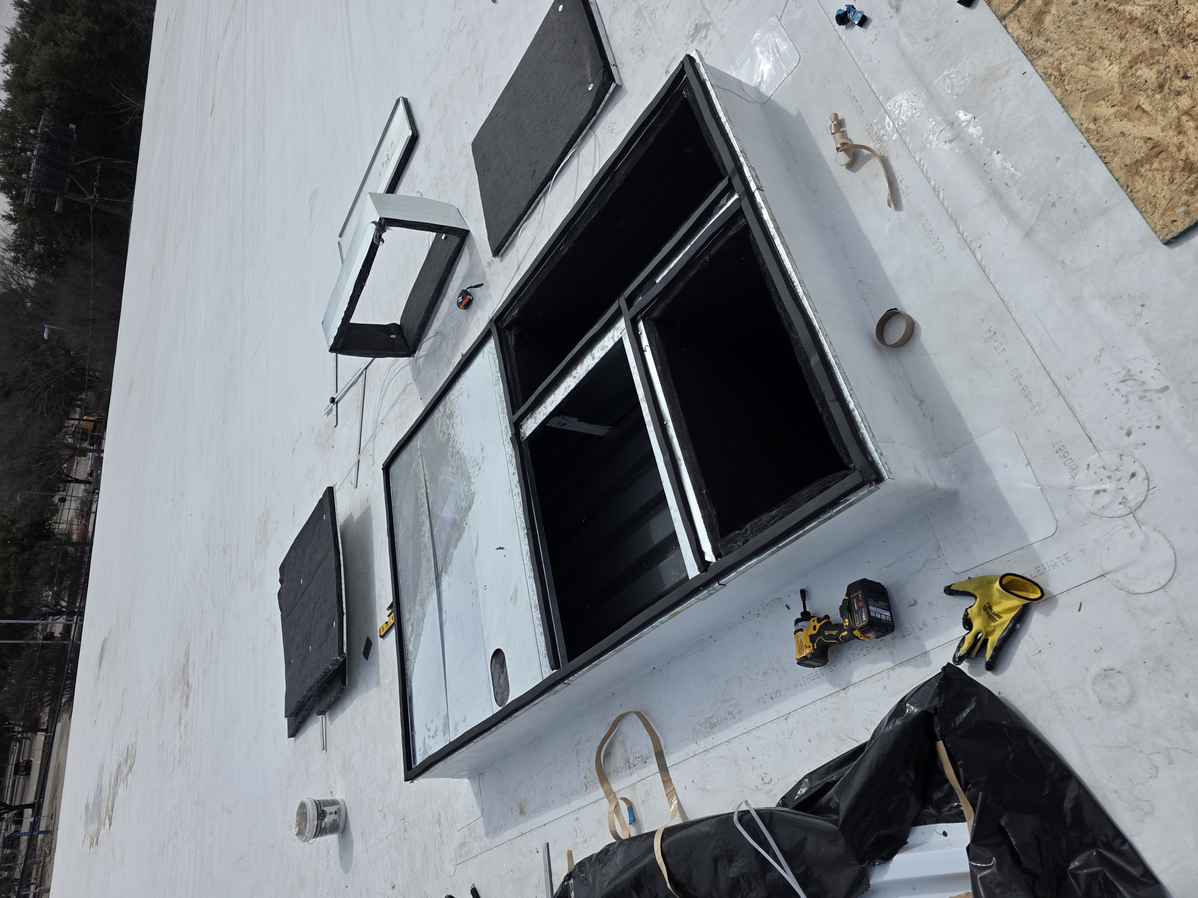 New rooftop curb assembly mid-installation