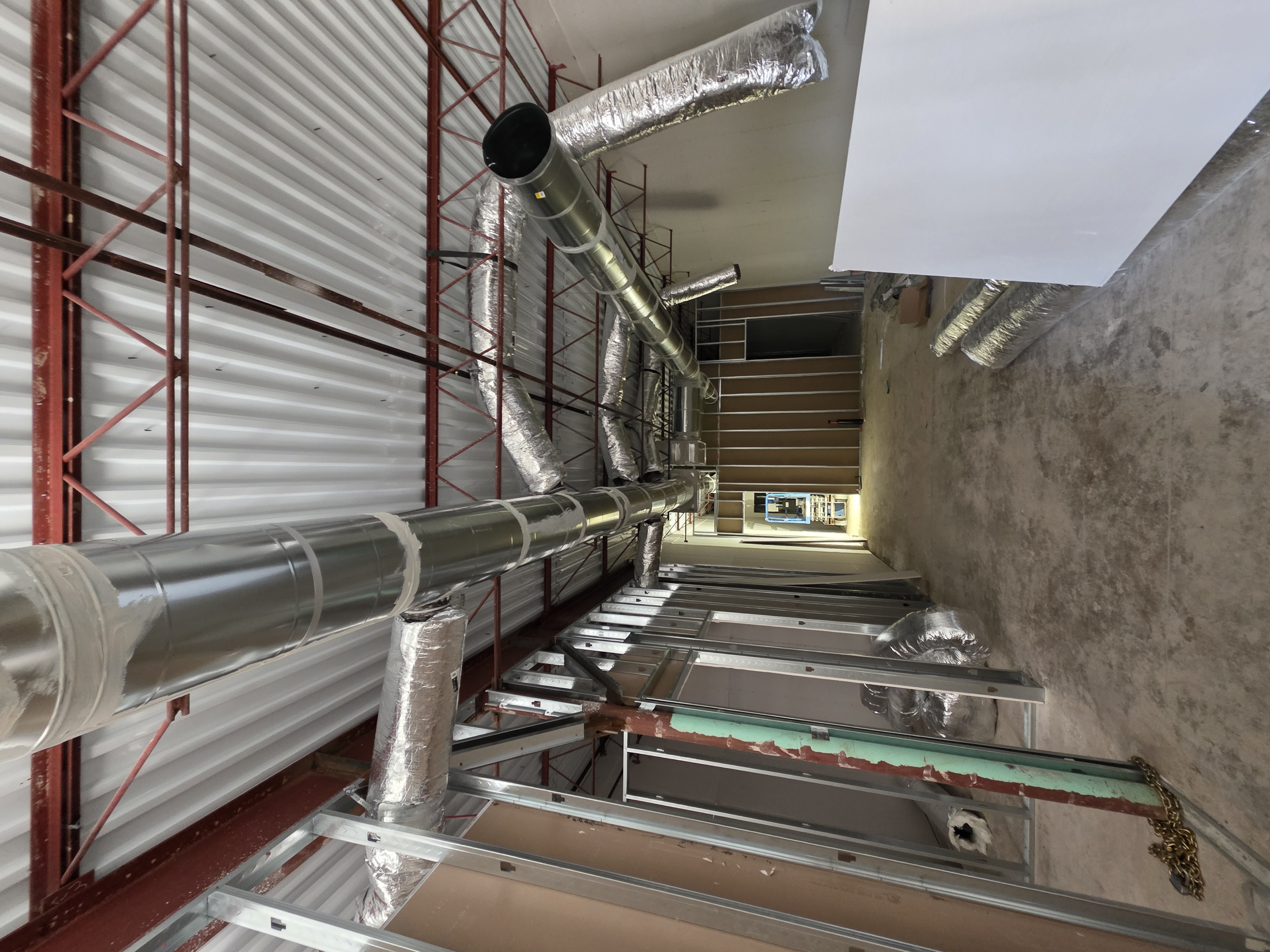 Walk-in cooler panel install with ductwork above
