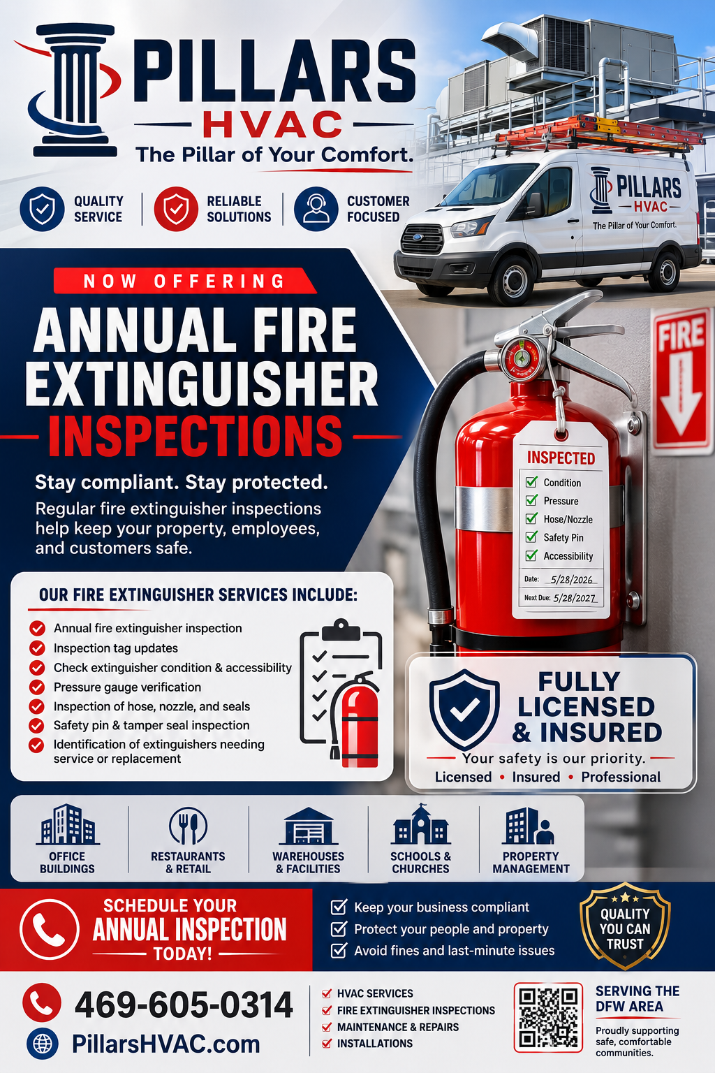 Pillars HVAC Annual Fire Extinguisher Inspections