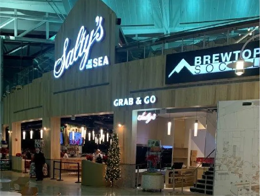 saltys resaturant in seatac airport fabricated and installed by burke gibson llc
