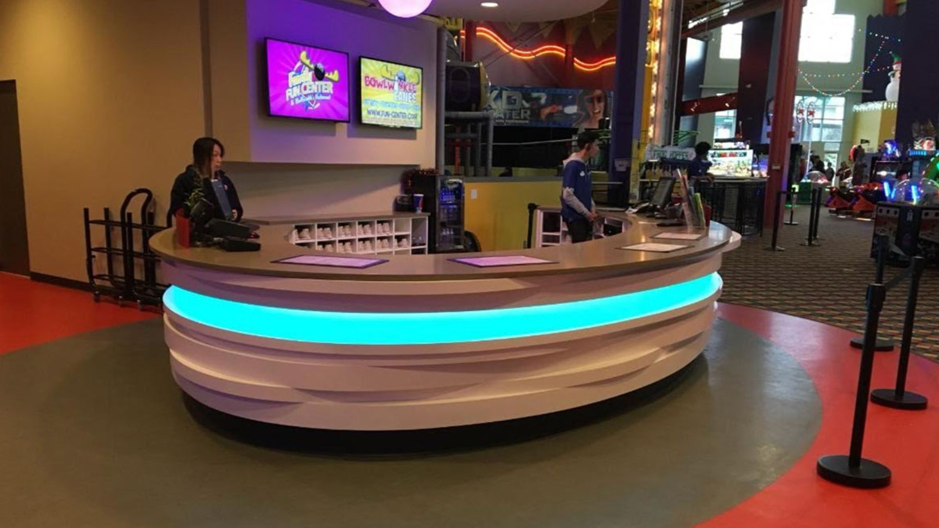 casino reception area fabricated and installed by burke gibson llc