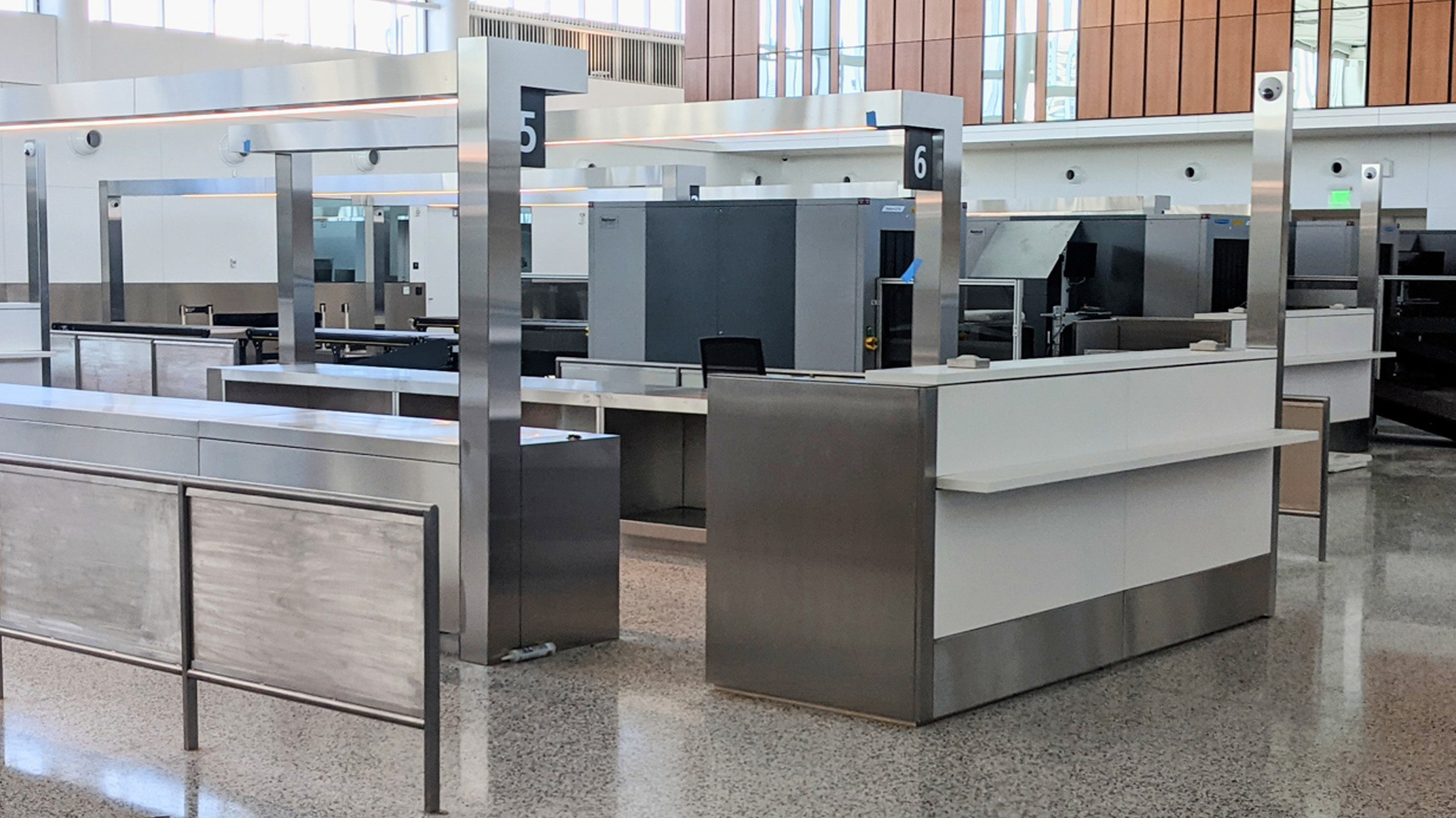 international arrivals area in seatac airport fabricated and installed by burke gibson llc