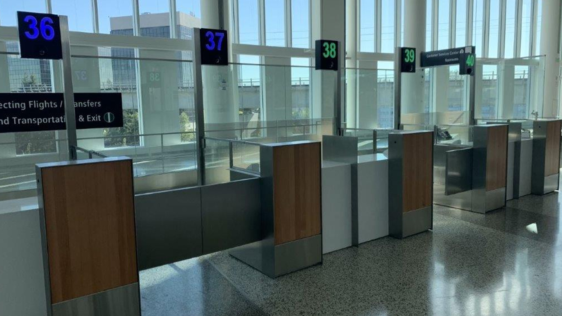 international arrivals area in seatac airport fabricated and installed by burke gibson llc