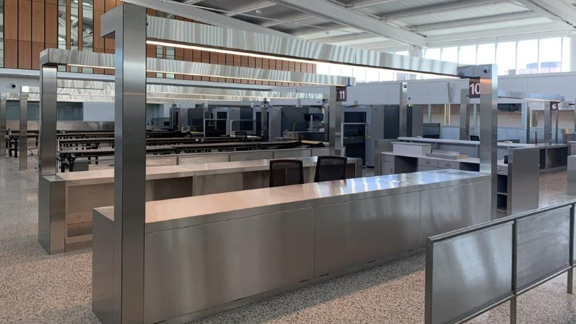 international arrivals area in seatac airport fabricated and installed by burke gibson llc