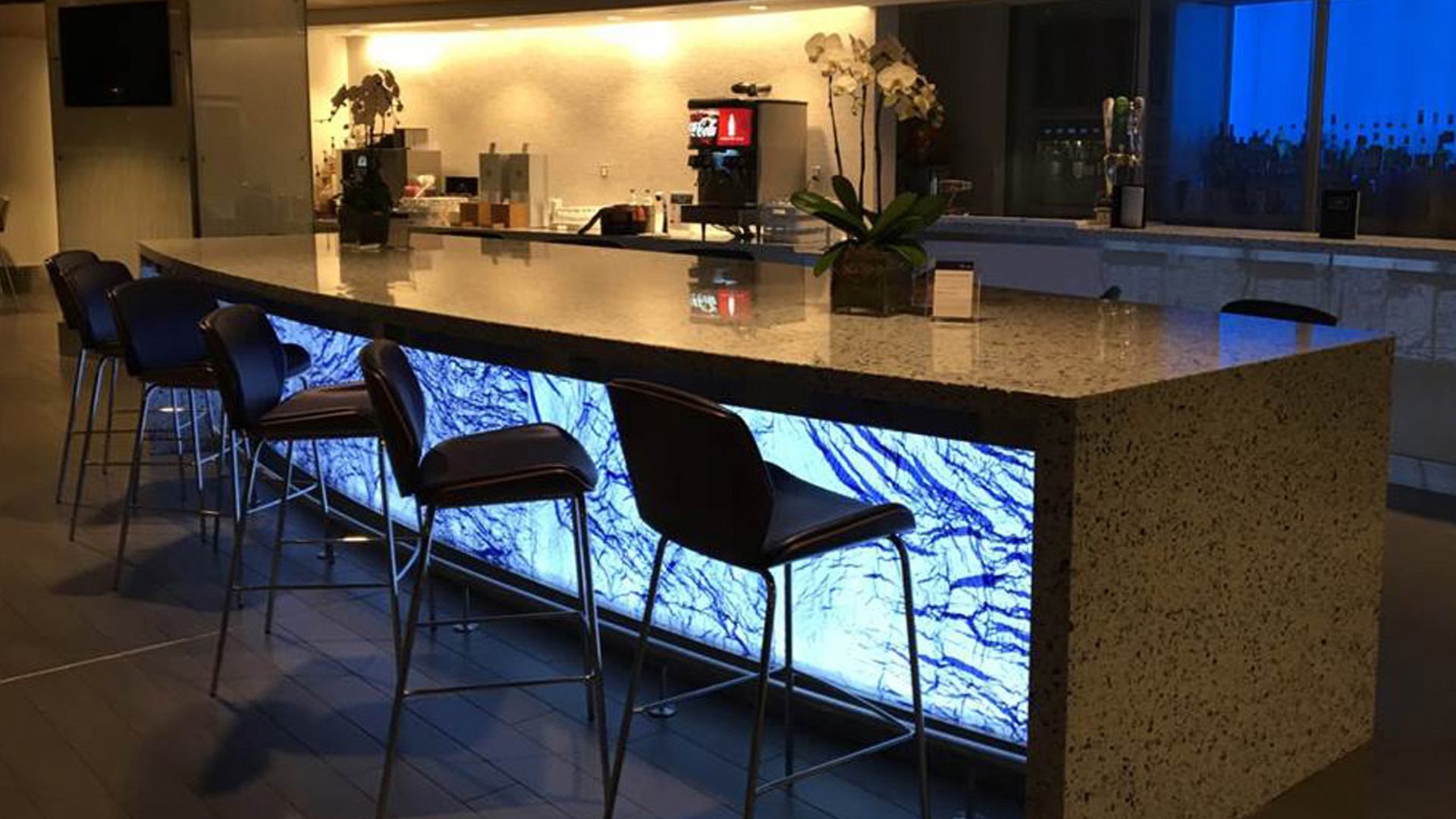 club lounge fabricated and installed by burke gibson llc