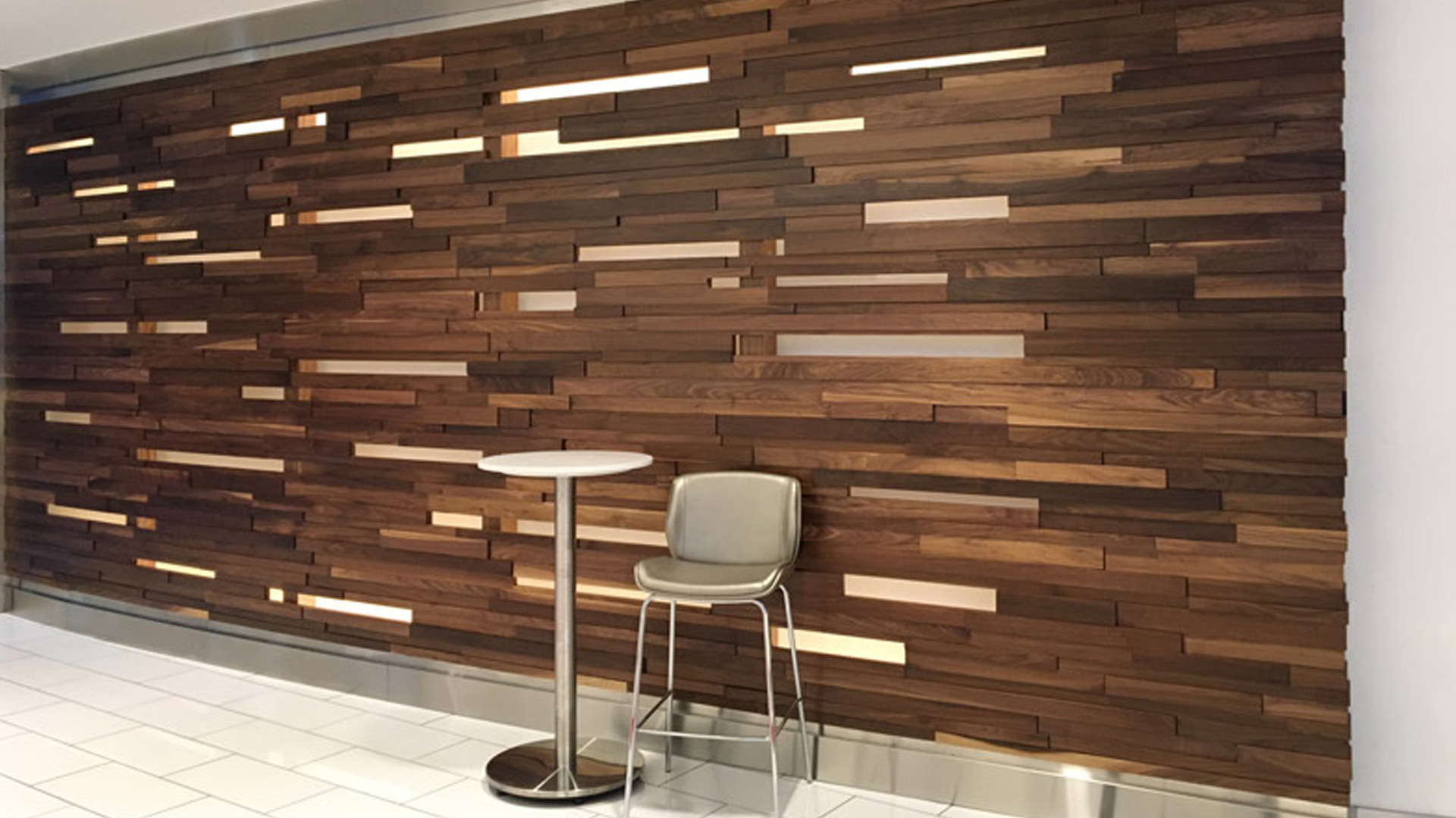 club lounge wall fabricated and installed by burke gibson llc