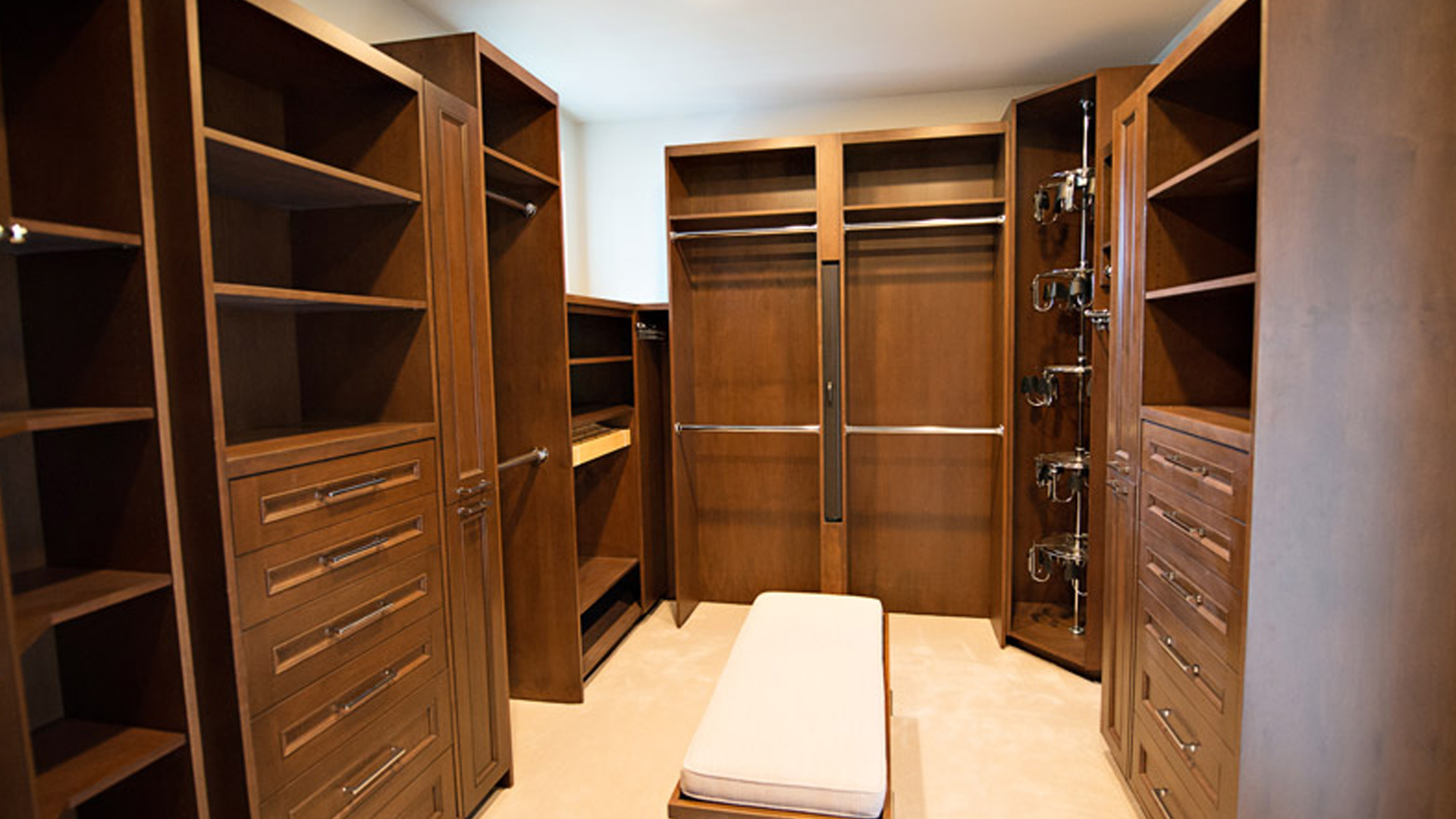 walk in closet with quality millwork and isntalled