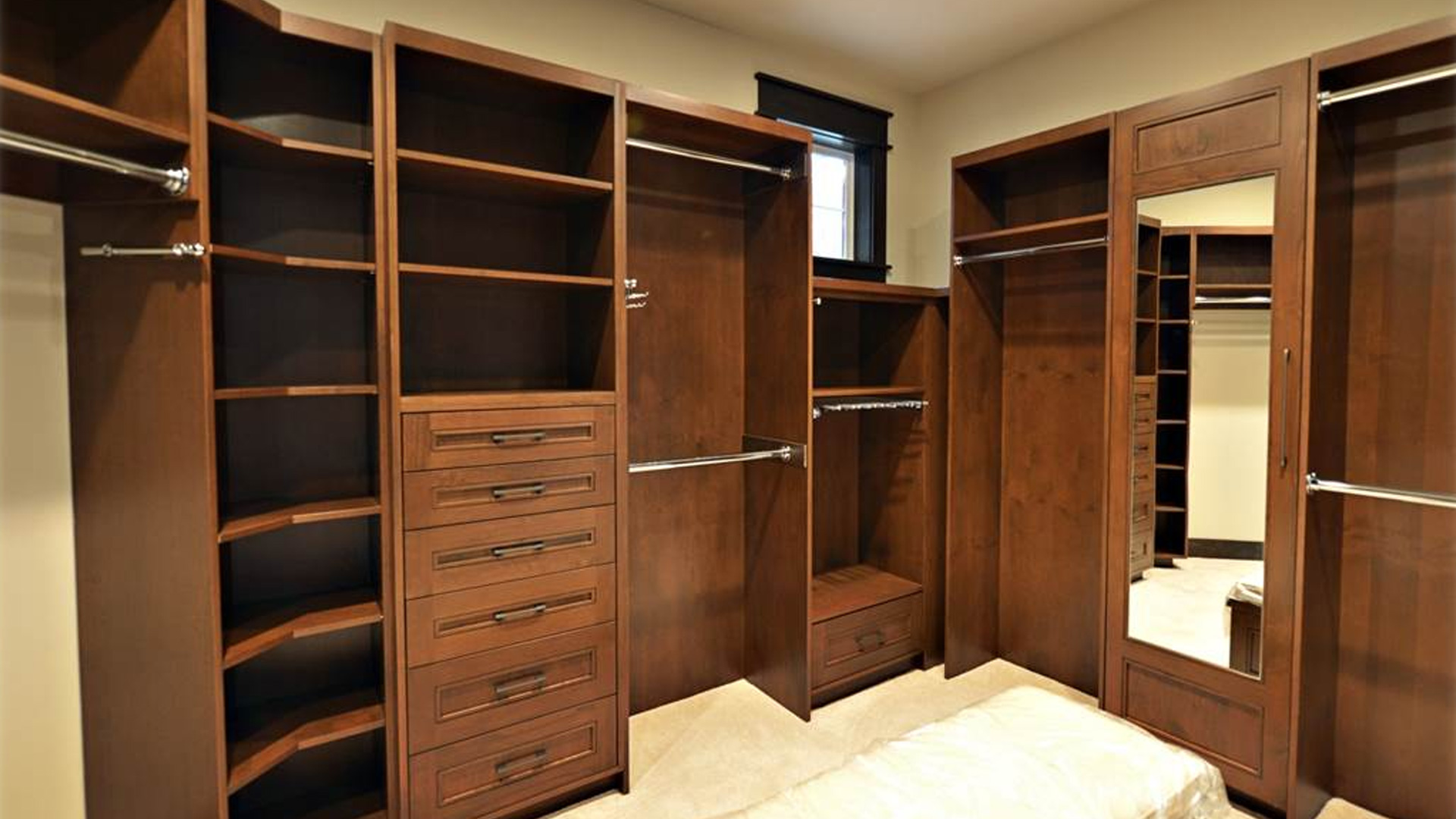 walk in closet designed, engineered, fabricated and installed without clothes yet