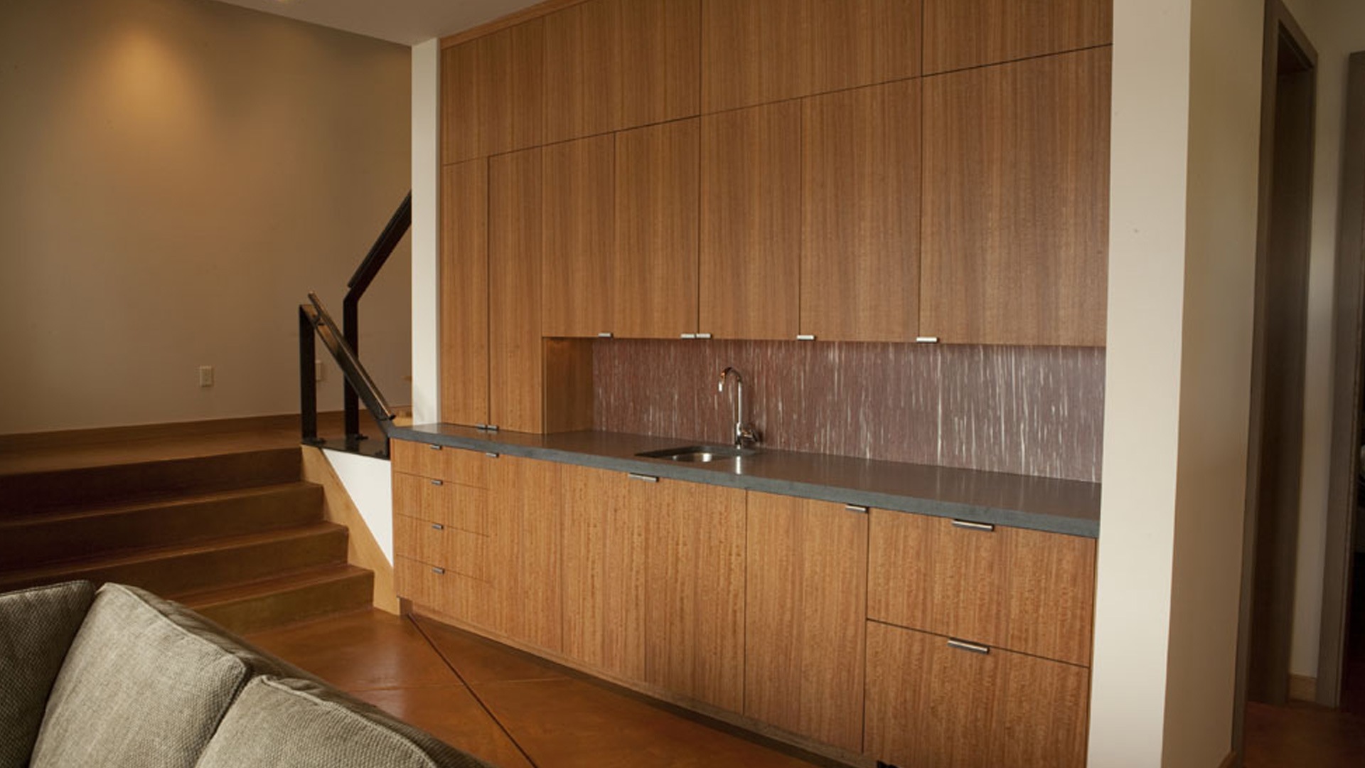 custom designed wine bar designed, engineered and fabricated by burke gibson