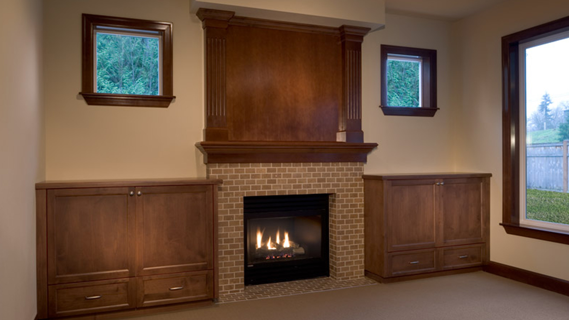 custom designed entertainment center by burke gibson llc and fireplace