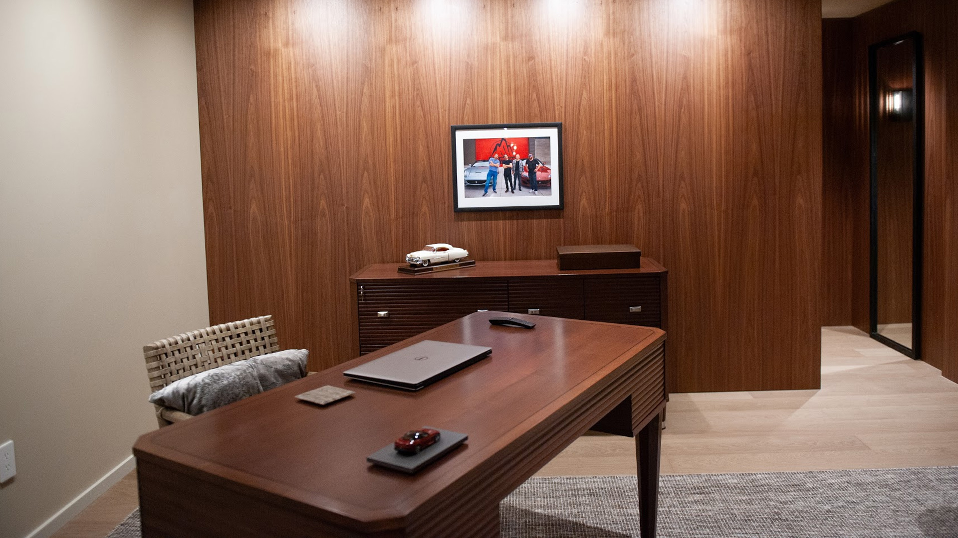 custom designed home office with high quality wall detail and millwork