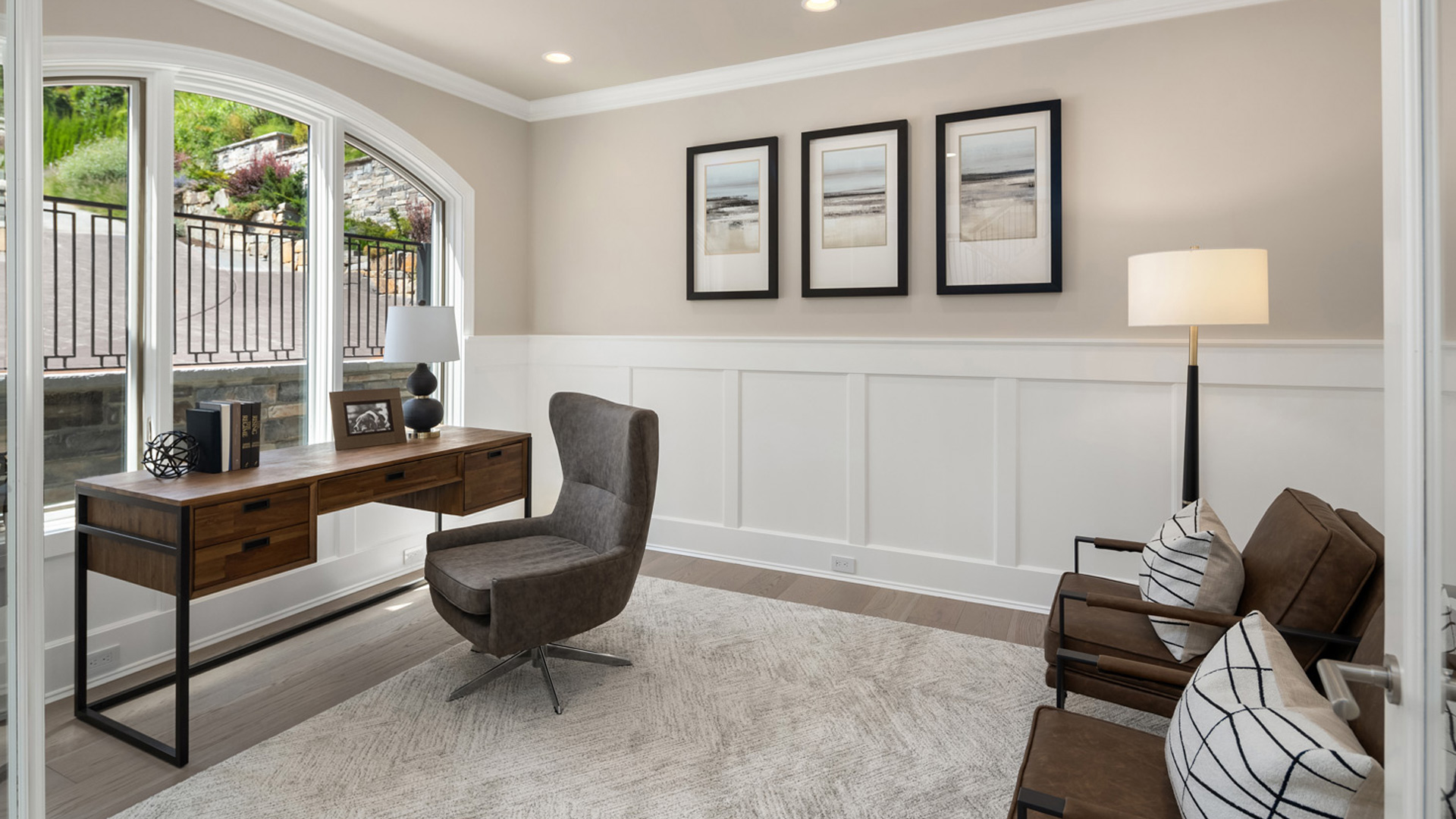 home office with custom designed millwork and detail