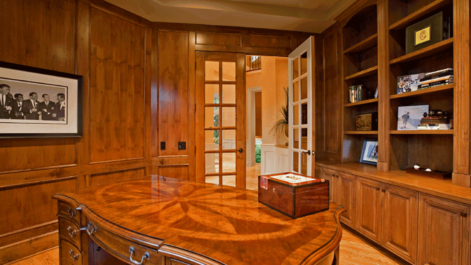 custom designed, fabricated and installed home office with detailed millwork