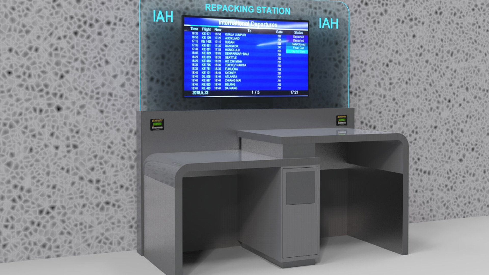 security area repacking station in seatac airport fabricated and installed by burke gibson llc