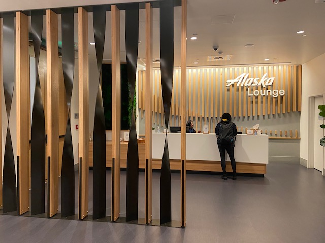Alaska Airlines Lounge at SeaTac international Airport - Looking through wall artwork