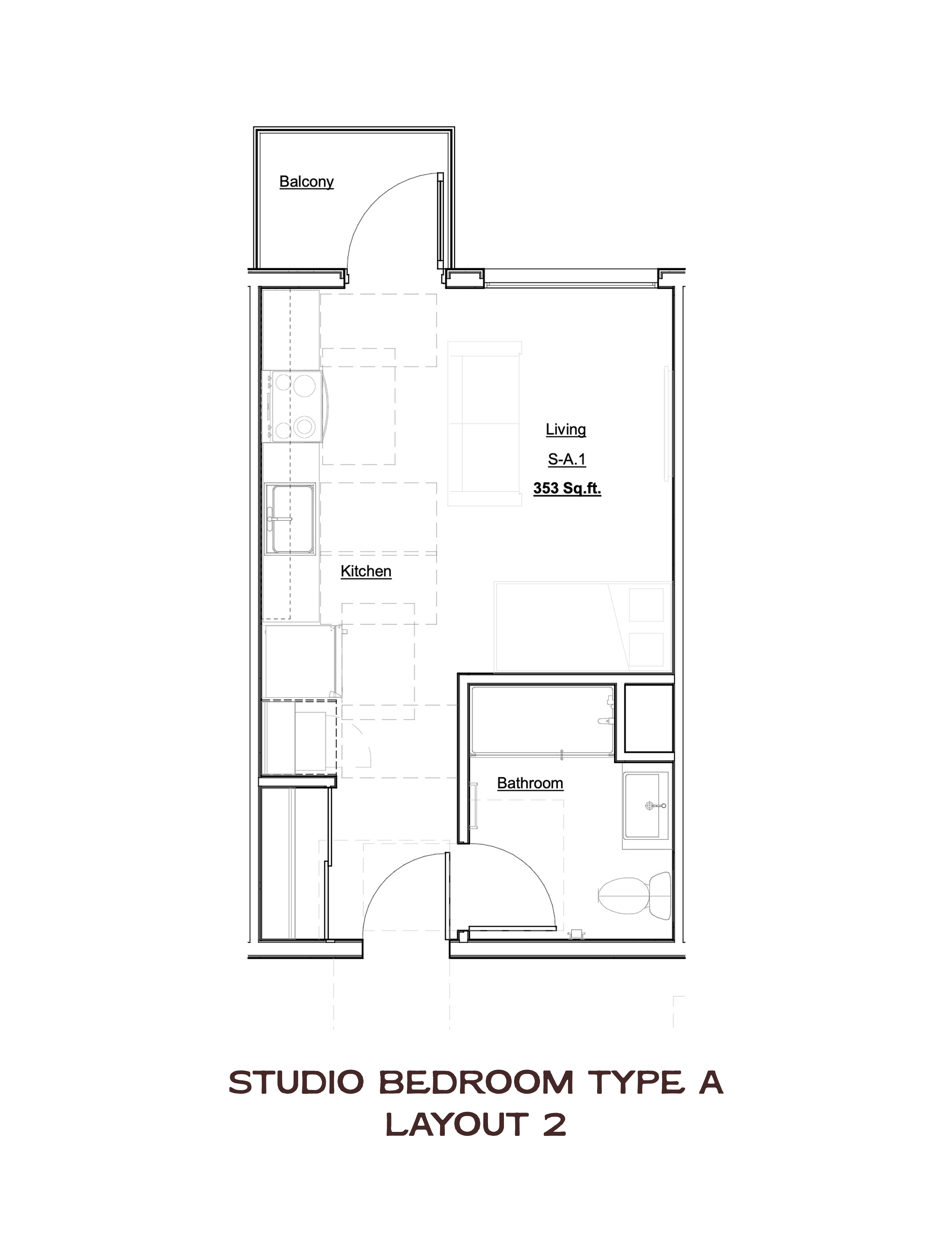 Studio Bedroom Type A Layout 2