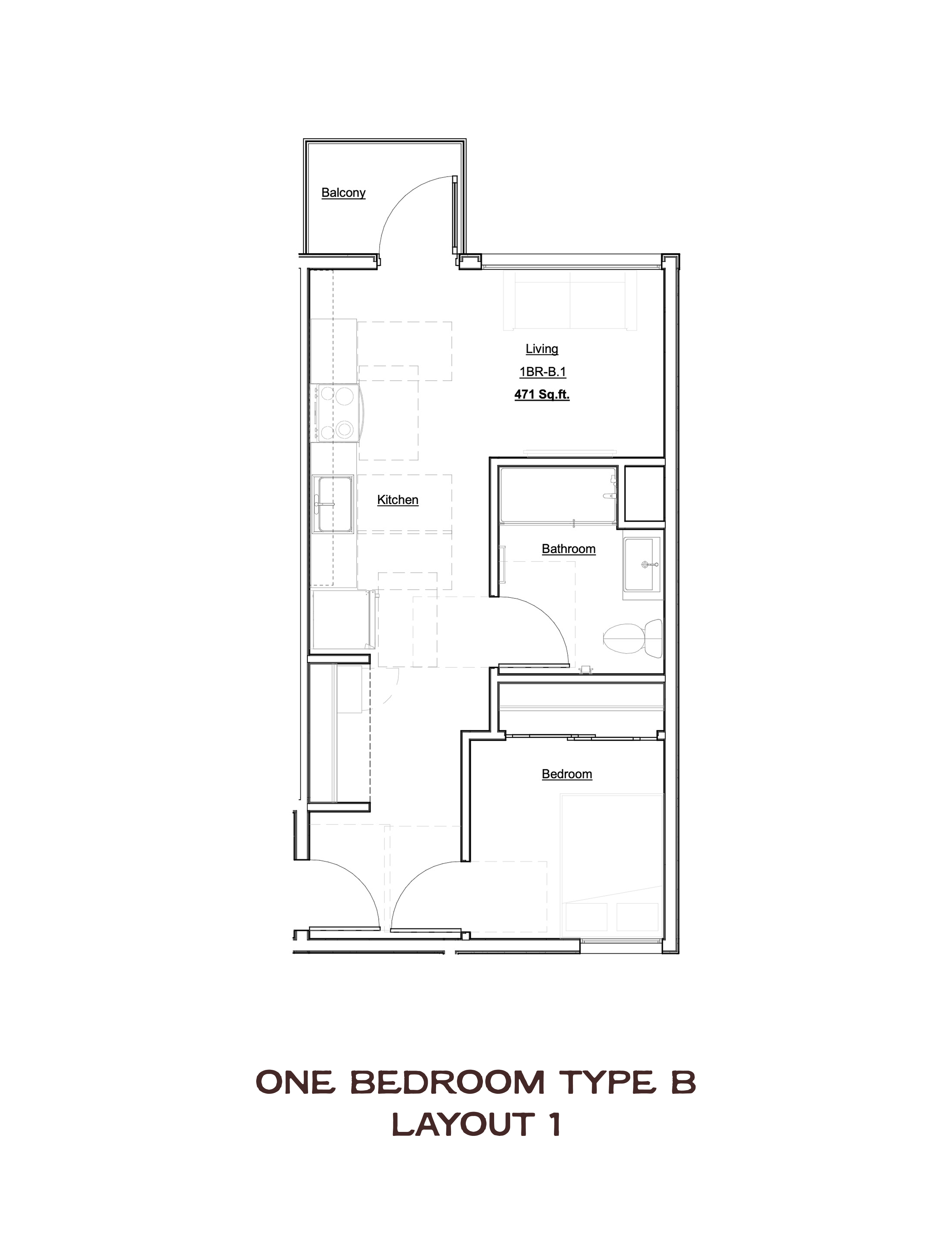 One Bedroom Type B Layout 1