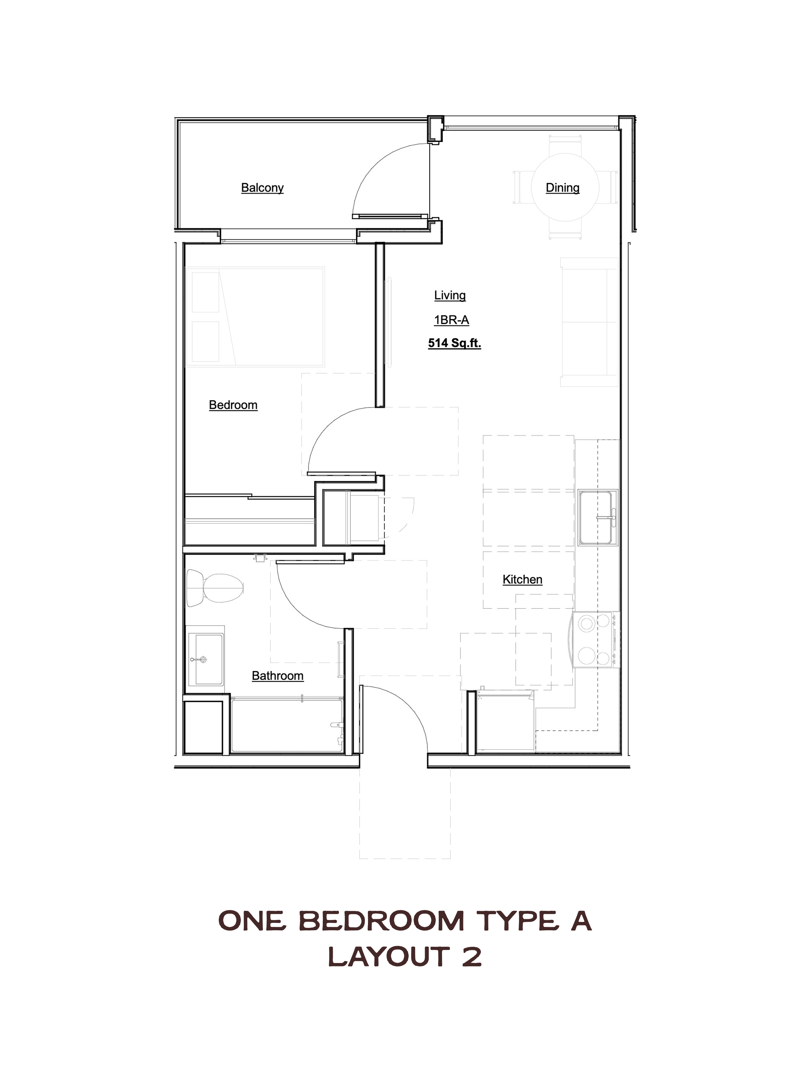 One Bedroom Type A Layout 2
