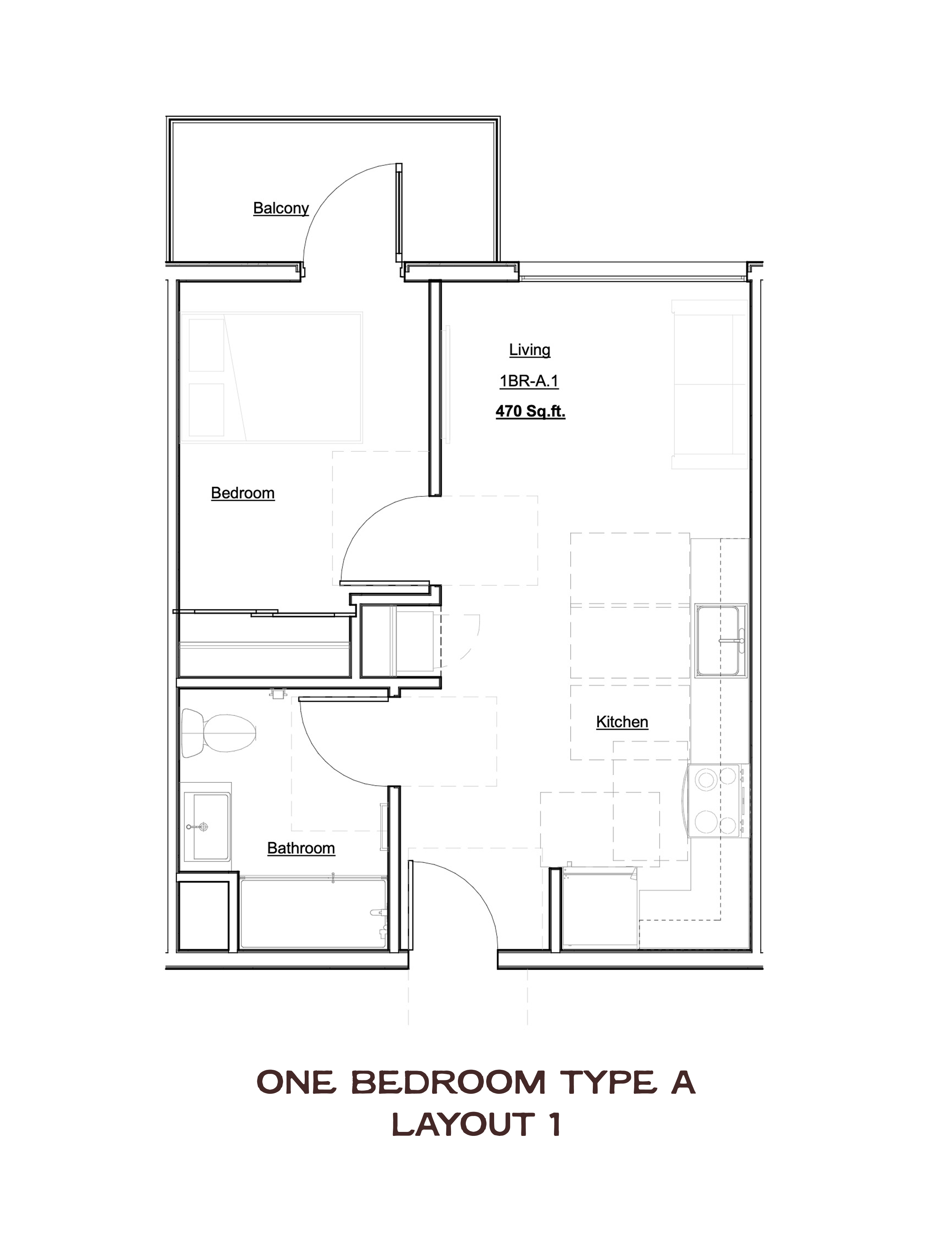One Bedroom Type A Layout 1