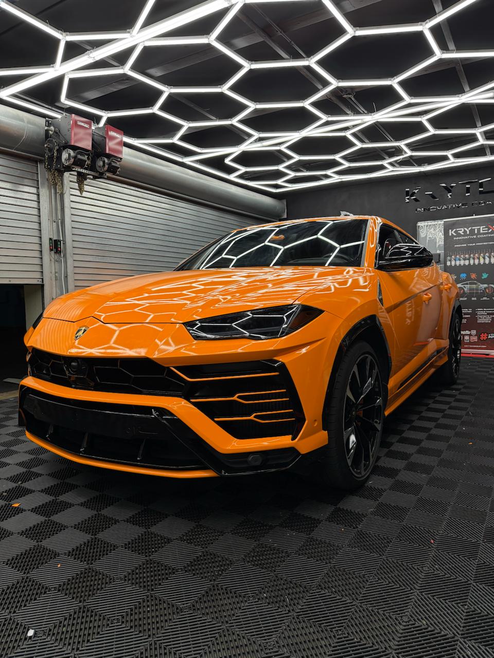 Orange Lamborghini Urus PPF install at Wrap Me USA Miami